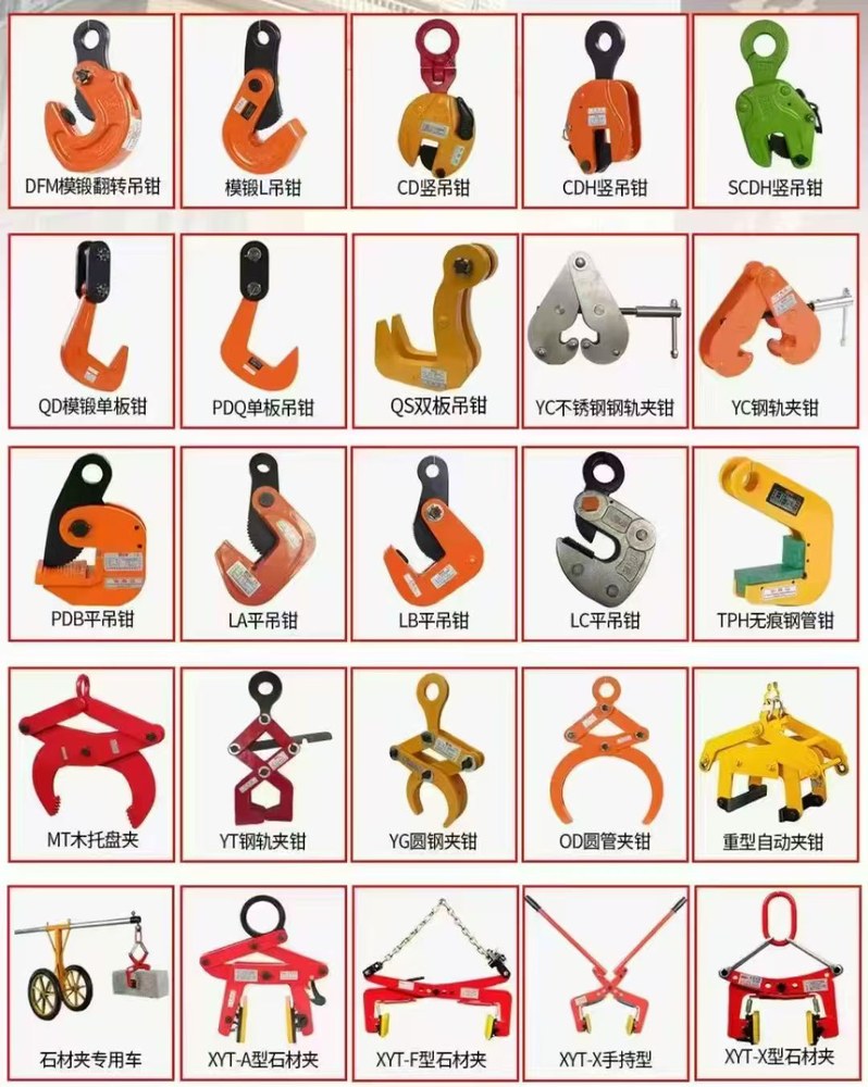 Range of lifting clamps — vertical, horizontal, drum and stone clamps