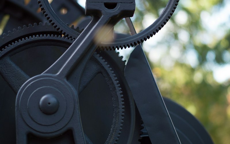 Machine gears and mechanical components in close-up